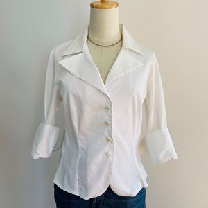 Anne Fontaine Paris Button-Down White Blouse, Vintage-Inspired